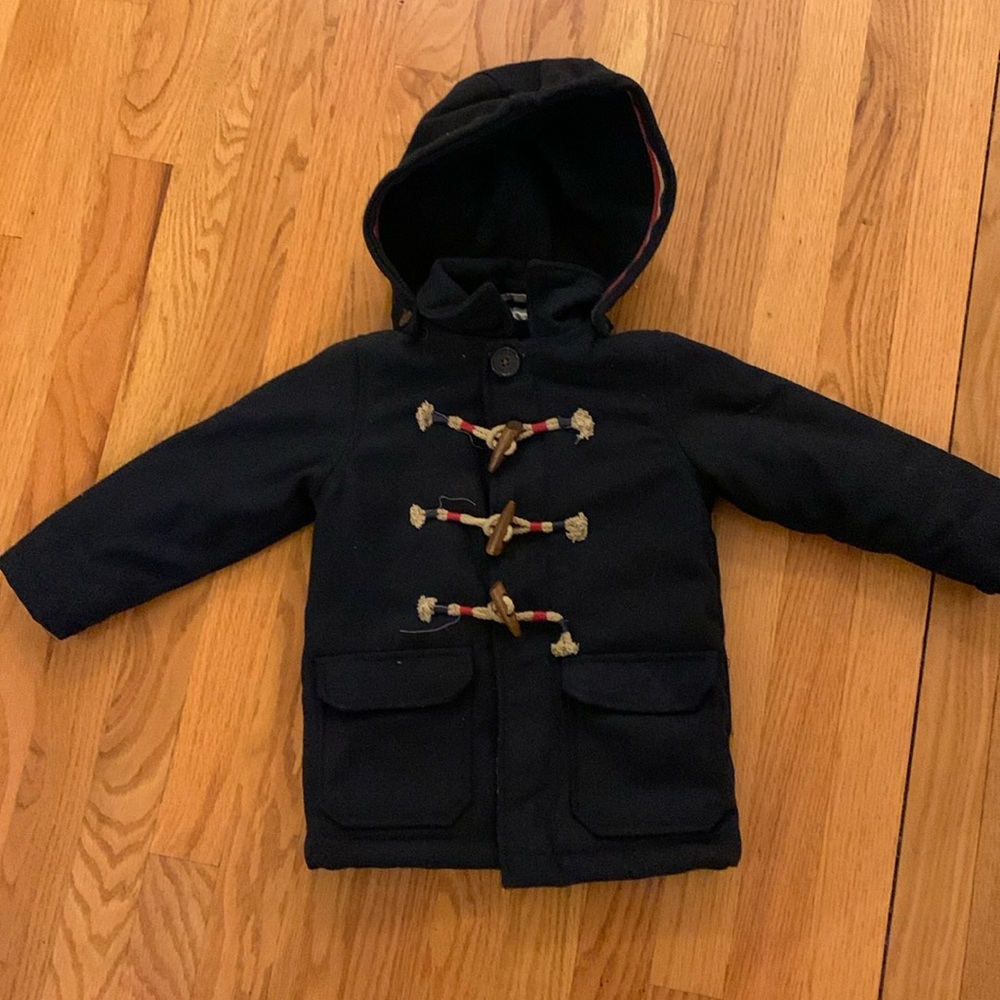 Navy blue pea coat, zip or buckle closure size 3T brand Perry, Ellis boy